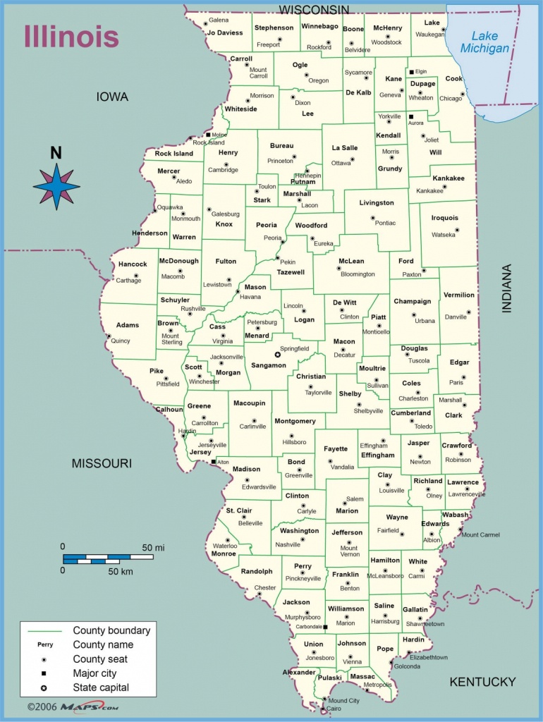 Map Of Illinois Counties With Names Towns Cities Printable - Illinois State Map Printable