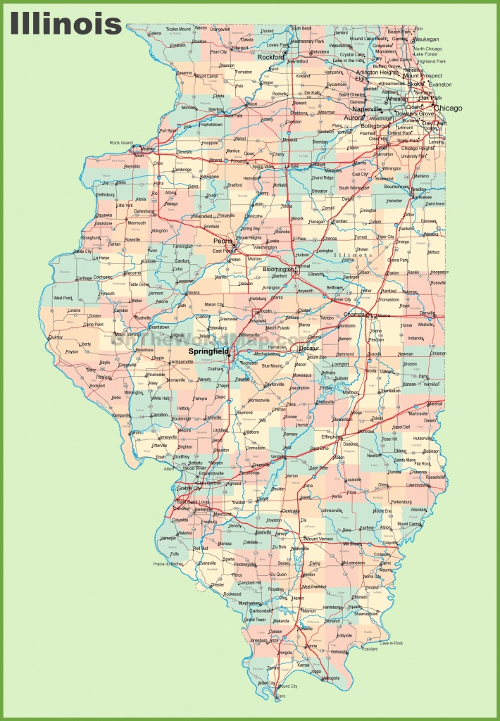 Map Of Illinois With Cities And Towns - Illinois State Map Printable