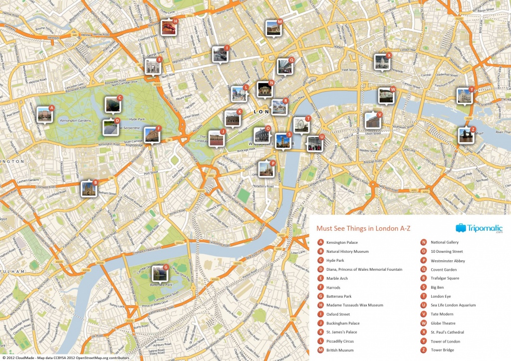 Map Of London With Must See Sights And Attractions. Free Printable - Free Printable Tourist Map London