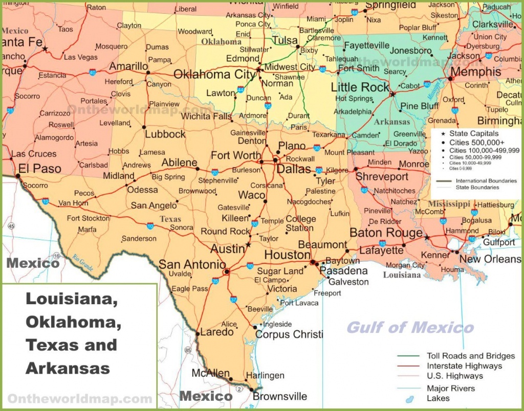 Map Of Louisiana Oklahoma Texas And Arkansas Texas Arkansas Map 