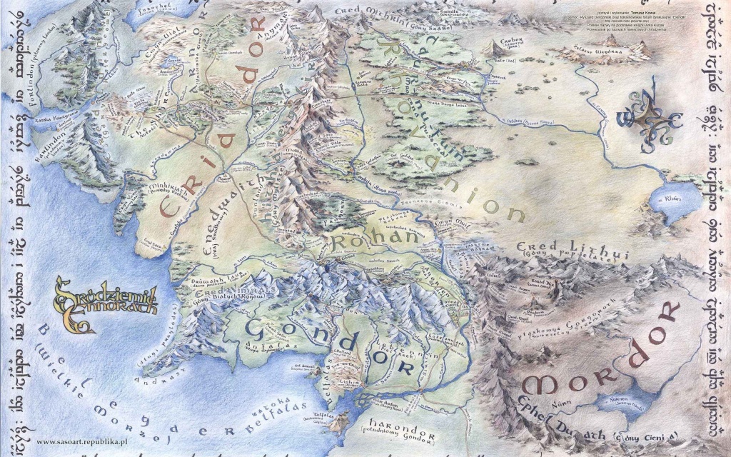 Map Of Middle Earth Best | Large Detailed Map Of Middle-Earth - Printable Map Of Middle Earth