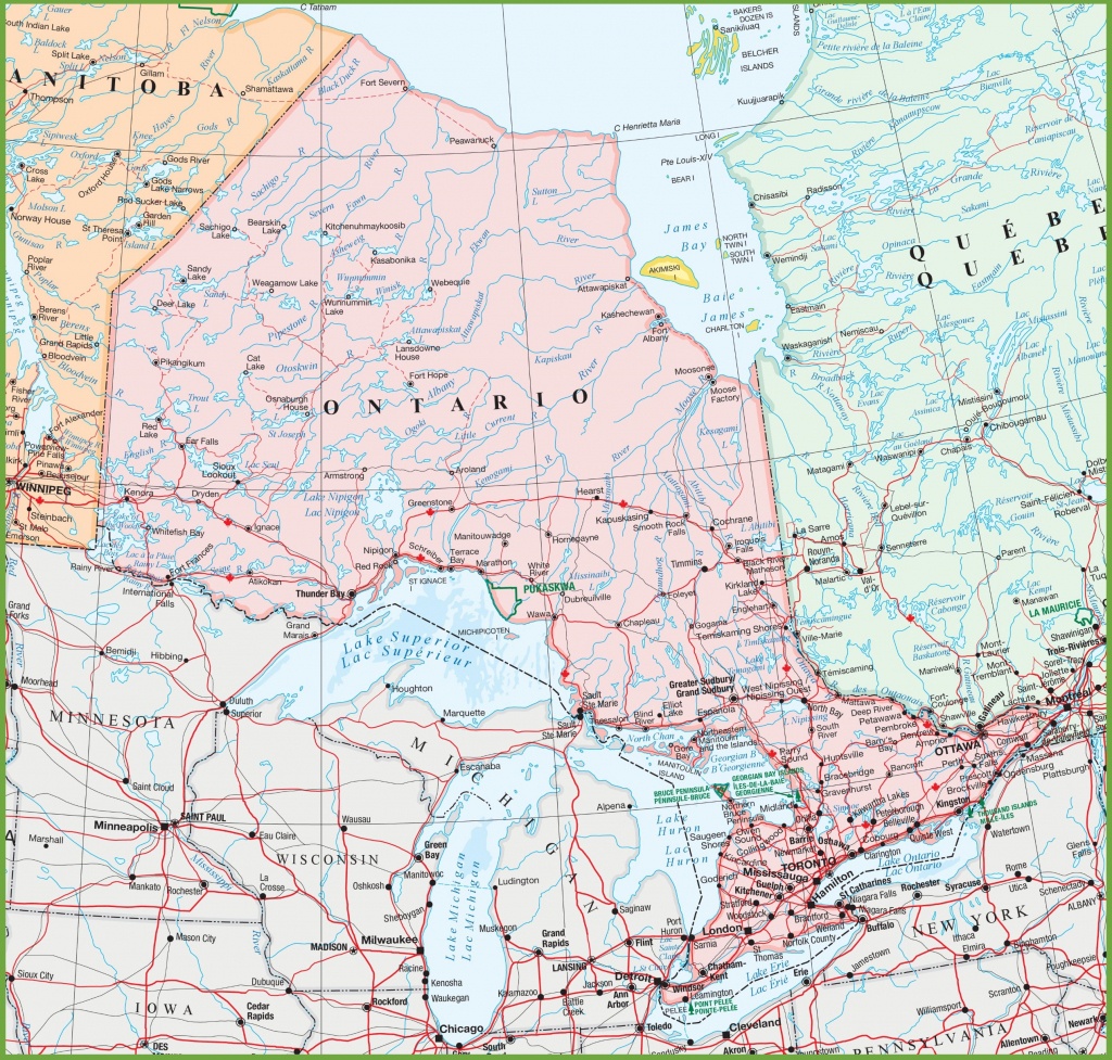 Map Of Ontario With Cities And Towns - Printable Map Of Canada With Cities