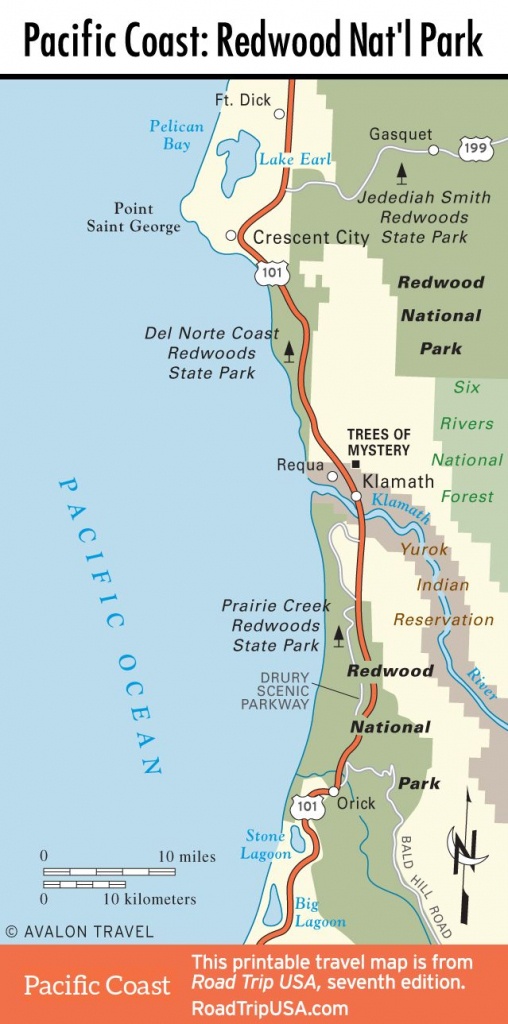 Map Of Pacific Coast Through Redwood National Park. | Pacific Coast - Oregon California Coast Map