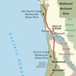 Map Of Pacific Coast Through Redwood National Park. | Pacific Coast   Redwoods Northern California Map