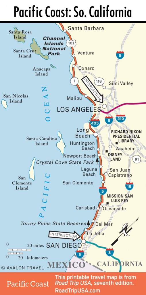 Map Of Pacific Coast Through Southern California. | Southern - California Coastal Towns Map