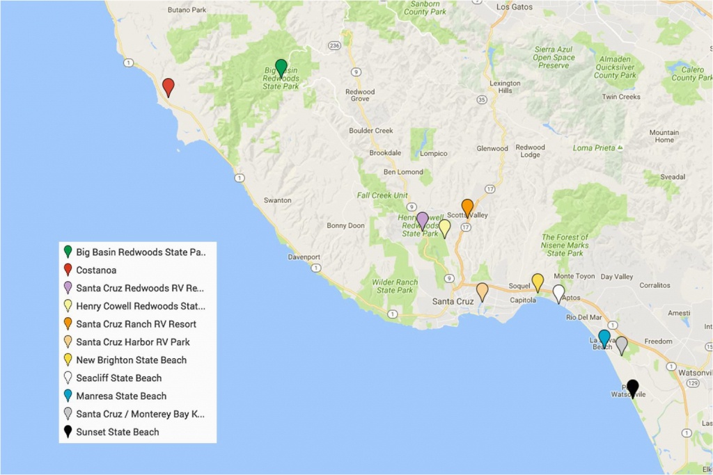 Map Of Rv Parks In California Santa Cruz Camping Places You Will - Santa Cruz California Map