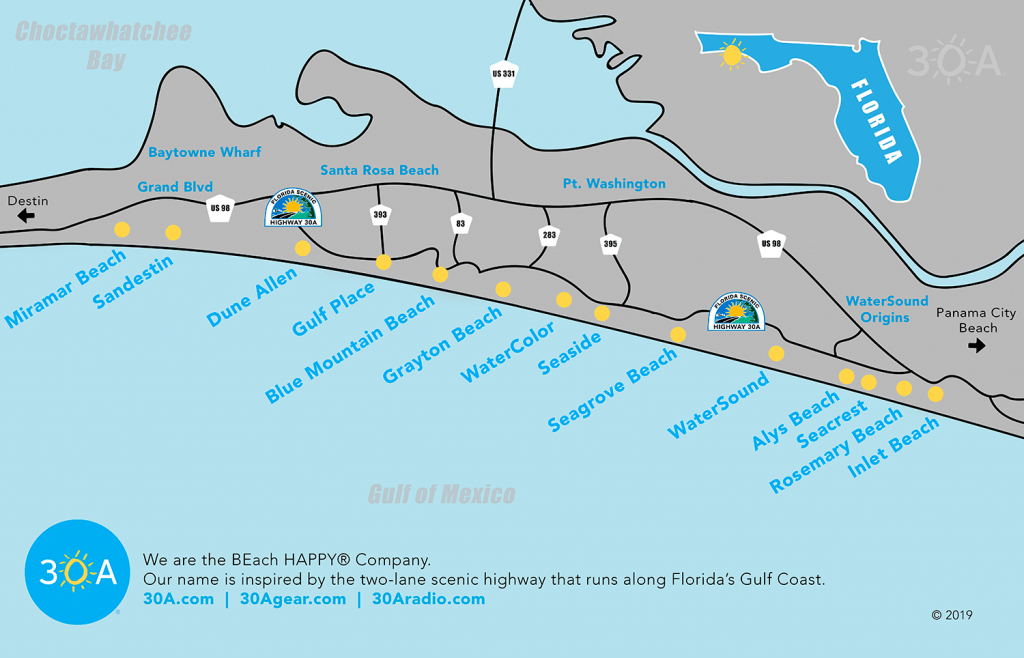 Map Of Scenic 30A And South Walton, Florida - 30A - Where Is Seagrove Beach Florida On A Map