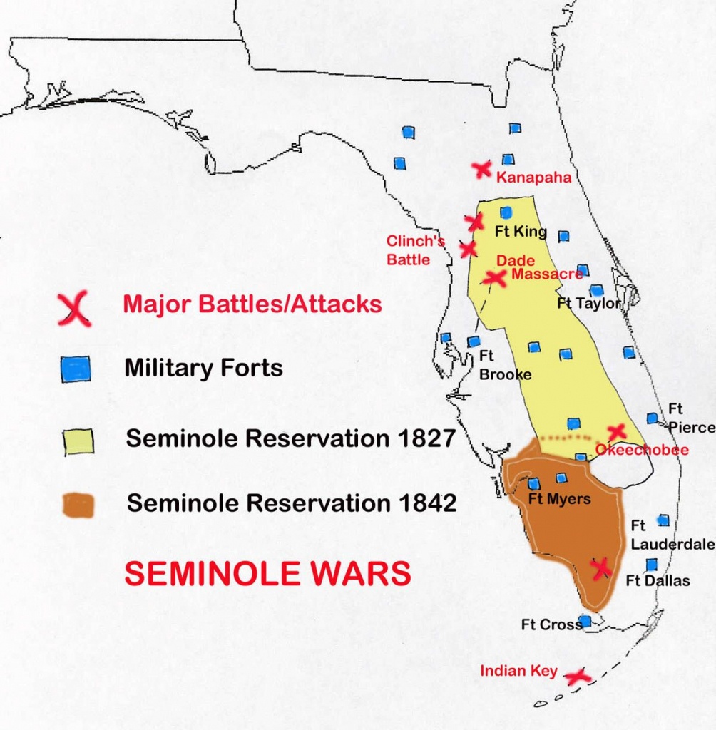 Map Of Seminole Wars In Florida | Family Tree | Seminole Indians - Native American Tribes In Florida Map