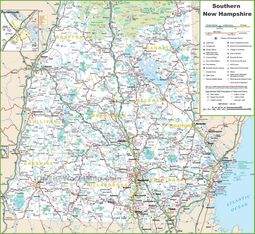 Map Of Southern New Hampshire - Printable Road Map Of New Hampshire