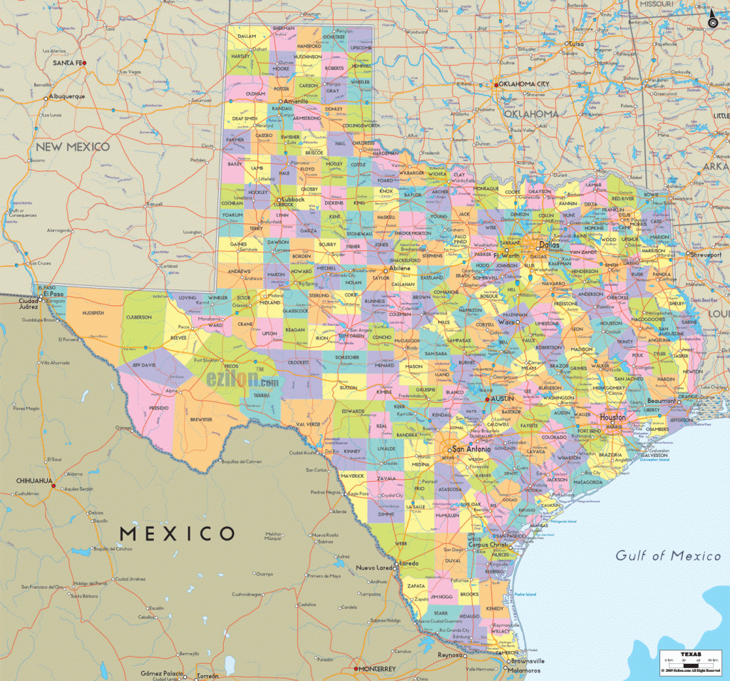 Map Of State Of Texas, With Outline Of The State Cities, Towns And - Google Maps Texas Counties