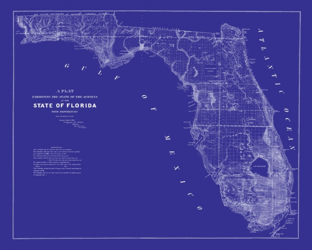 Map Of States Of Florida American Classic Vintage Retro Kraft - Florida Map Poster