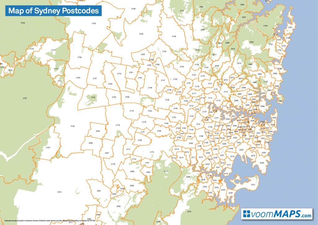 Map Of Sydney Postcodes – Voommaps - Printable Map Of Sydney
