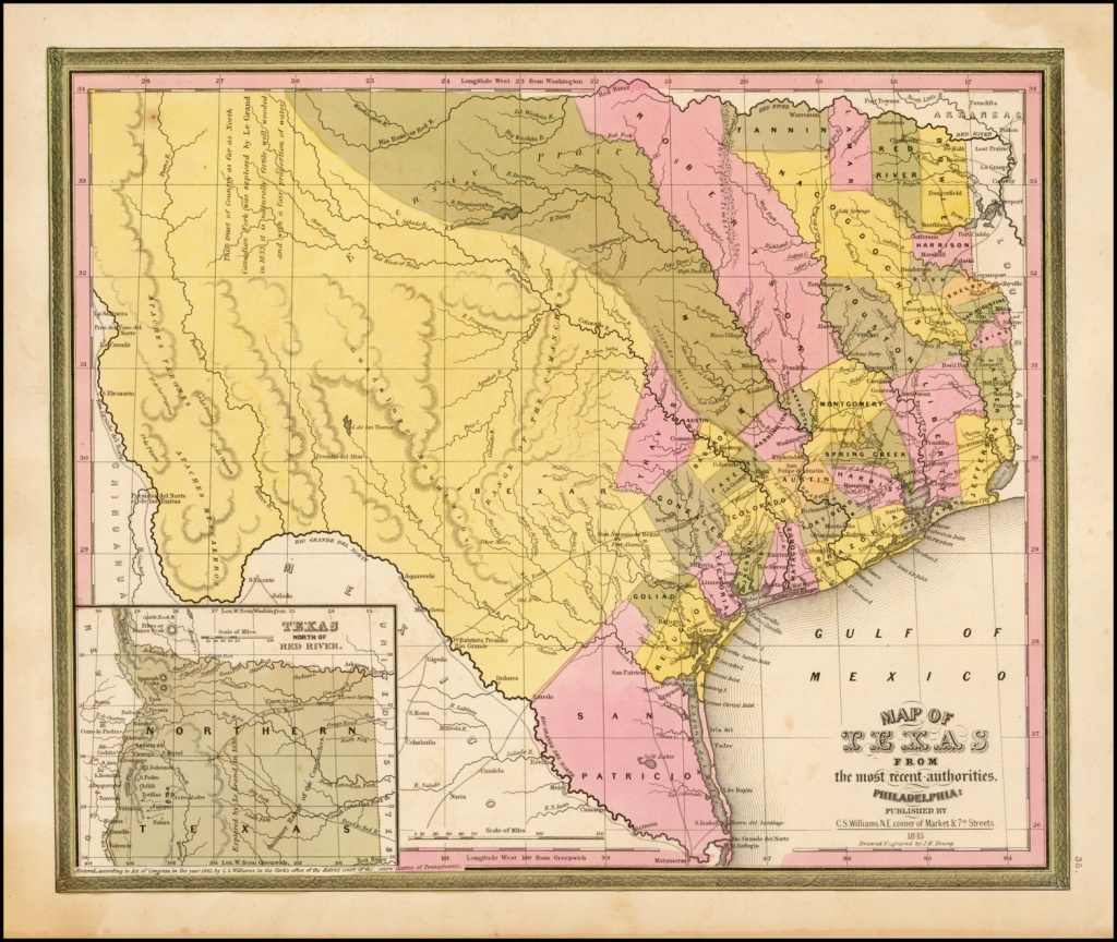 Map Of Texas From The Most Recent Authorities . . . [Republic Of - Republic Of Texas Map 1845