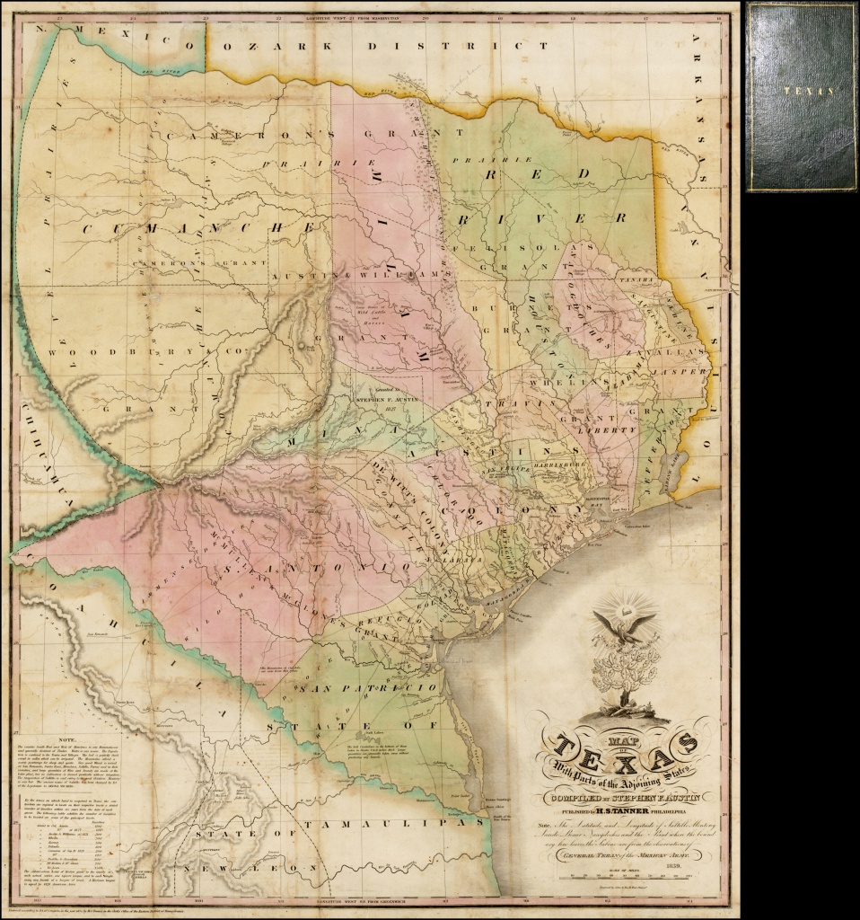 Map Of Texas With Parts Of The Adjoining States Compiledstephen - Stephen F Austin Map Of Texas