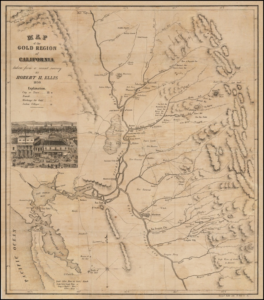 Map Of The Gold Region Of California Taken From A Recent Survey - Early California Maps