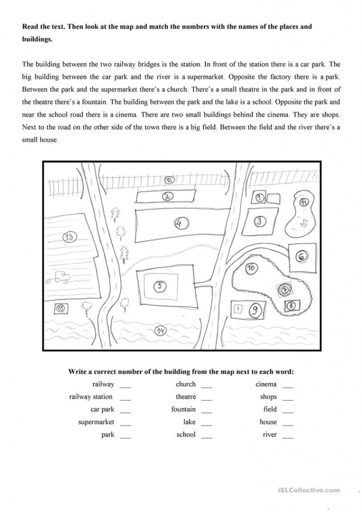 Map Of The Town Worksheet - Free Esl Printable Worksheets Made - Printable Map Worksheets