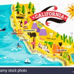 Map Of Tourist Attractions In California Stock Photo: 74965008   Alamy   California Coast Attractions Map