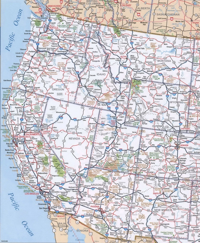 Map Of Western United States, Map Of Western United States With - Printable State Maps With Cities