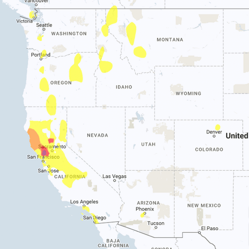 Map: See Where Wildfires Are Causing Record Pollution In California - California Wildfires 2017 Map