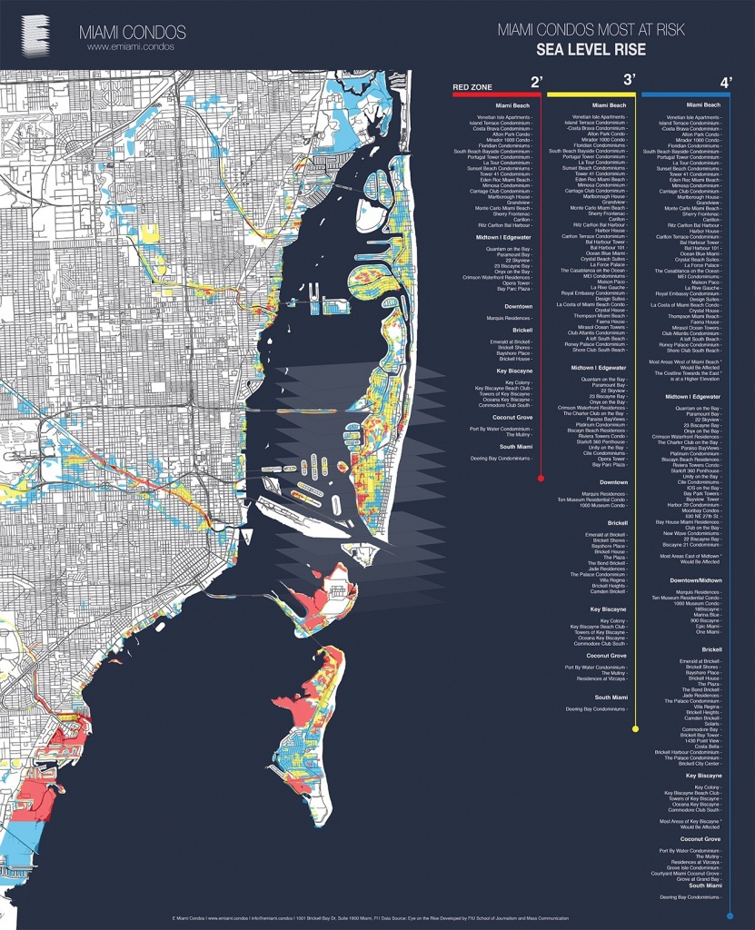 Map Shows Miami Condos Most Threatenedsea-Level Rise | Miami New - Coconut Grove Florida Map
