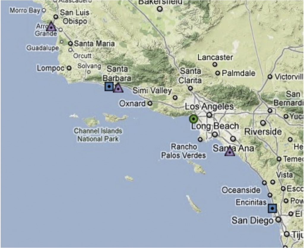 Map Southern California Coast Maps Of California Map Southern Inside - Map Of Southern California Coastline