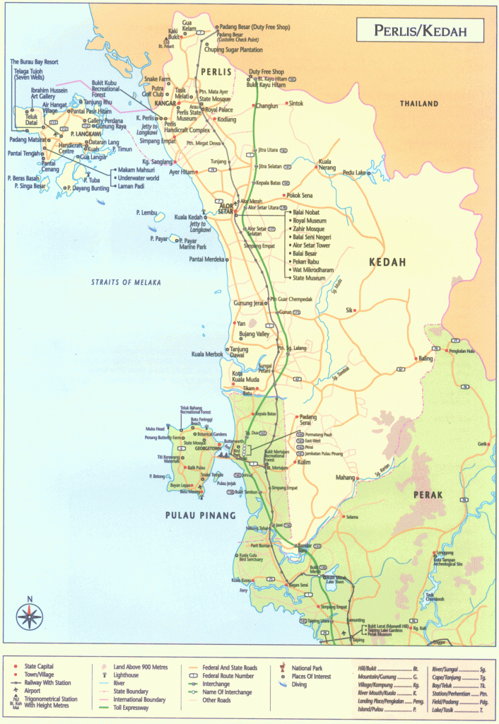 Map State Of Perlis And Kedah Malaysia | Wonderful Malaysia - Melaka Tourist Map Printable