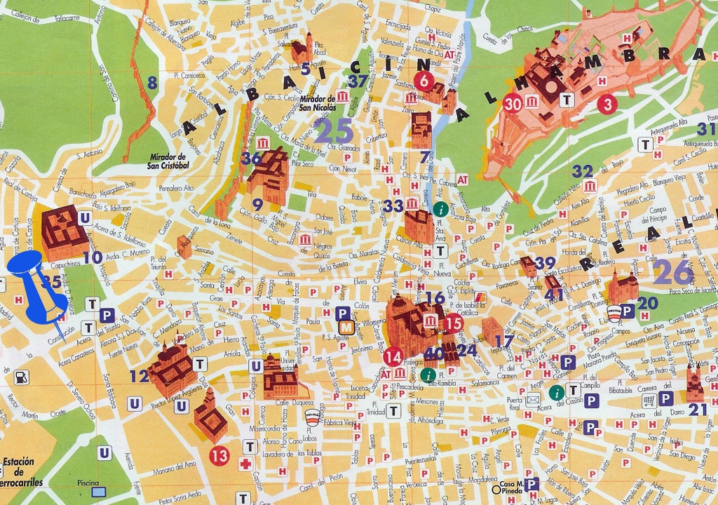 Mapa Turístico De Granada | Vacation | Map, Granada, Andalucia - Printable Street Map Of Granada Spain