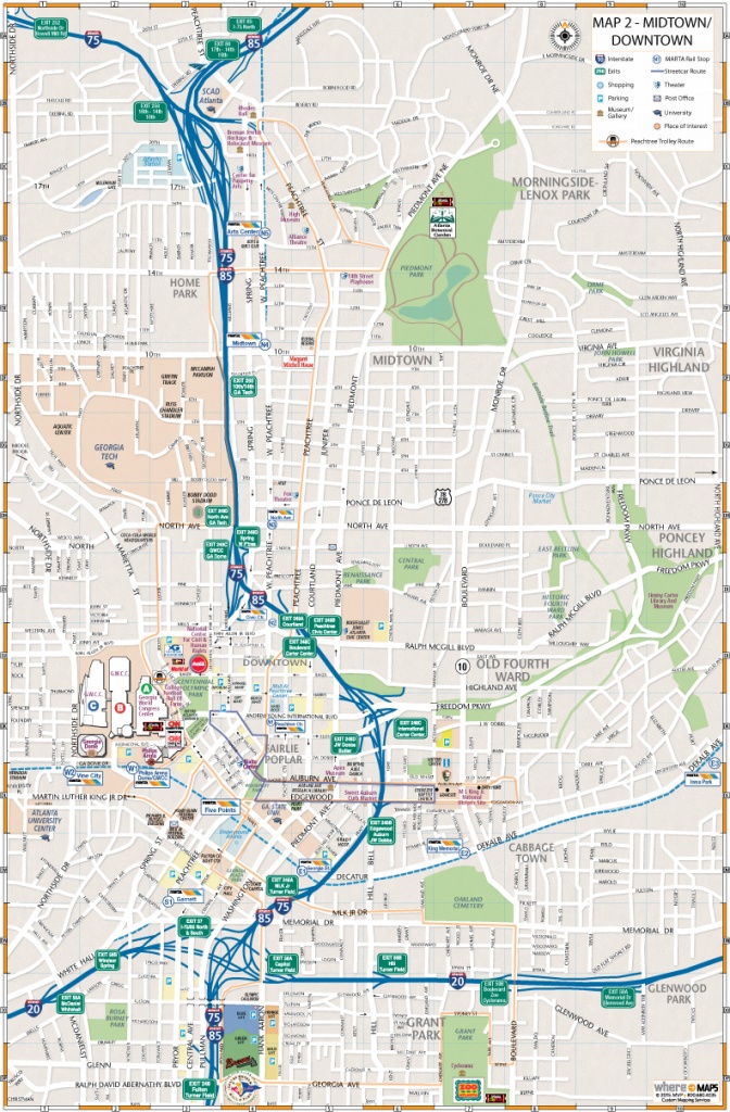 Maps Of Downtown Atlanta: Interactive And Printable Maps | Wheretraveler - Printable Map Of Atlanta