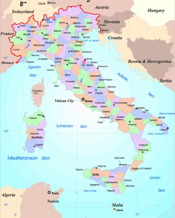 Printable Map Of Northern Italy