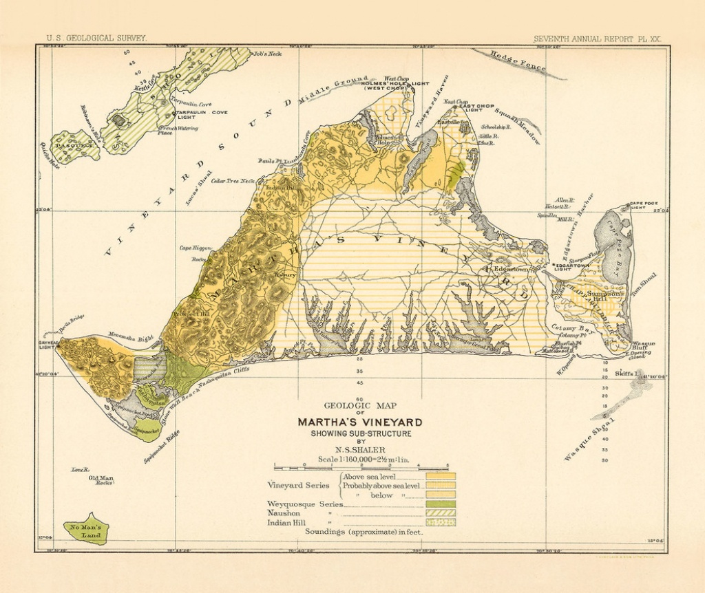 Martha&amp;#039;s Vineyard Geology Map 1888-Yellow - Martha&amp;amp;#039;s Vineyard Map Printable