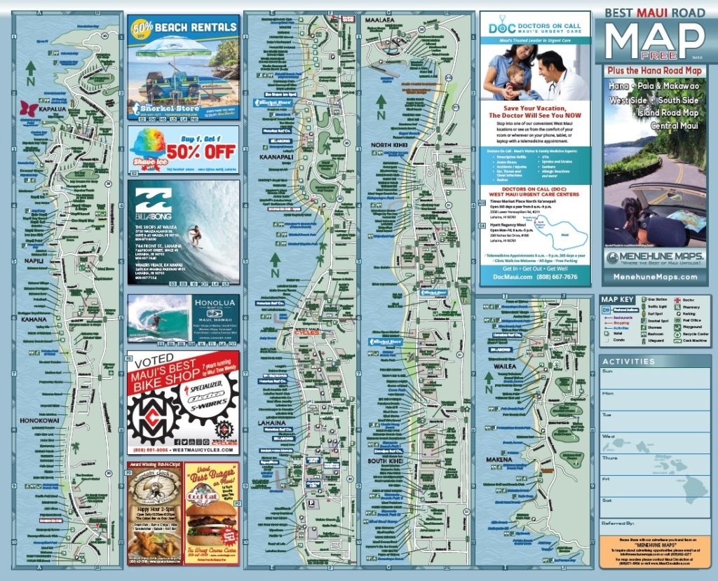 Maui Road Map | Menehune Maps - Maui Road Map Printable