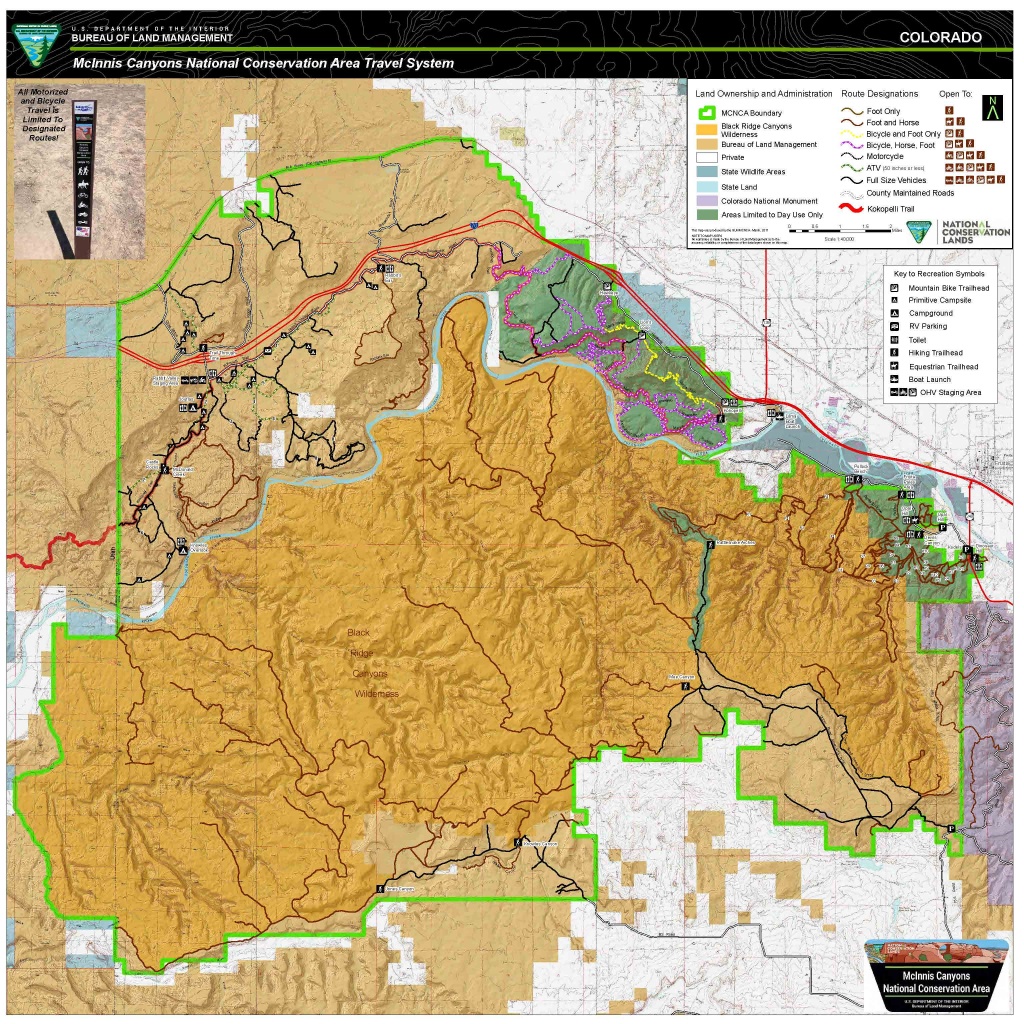 Mcinnis Canyons National Conservation Area (Mcnca) Travel Map - Blm Dispersed Camping California Map