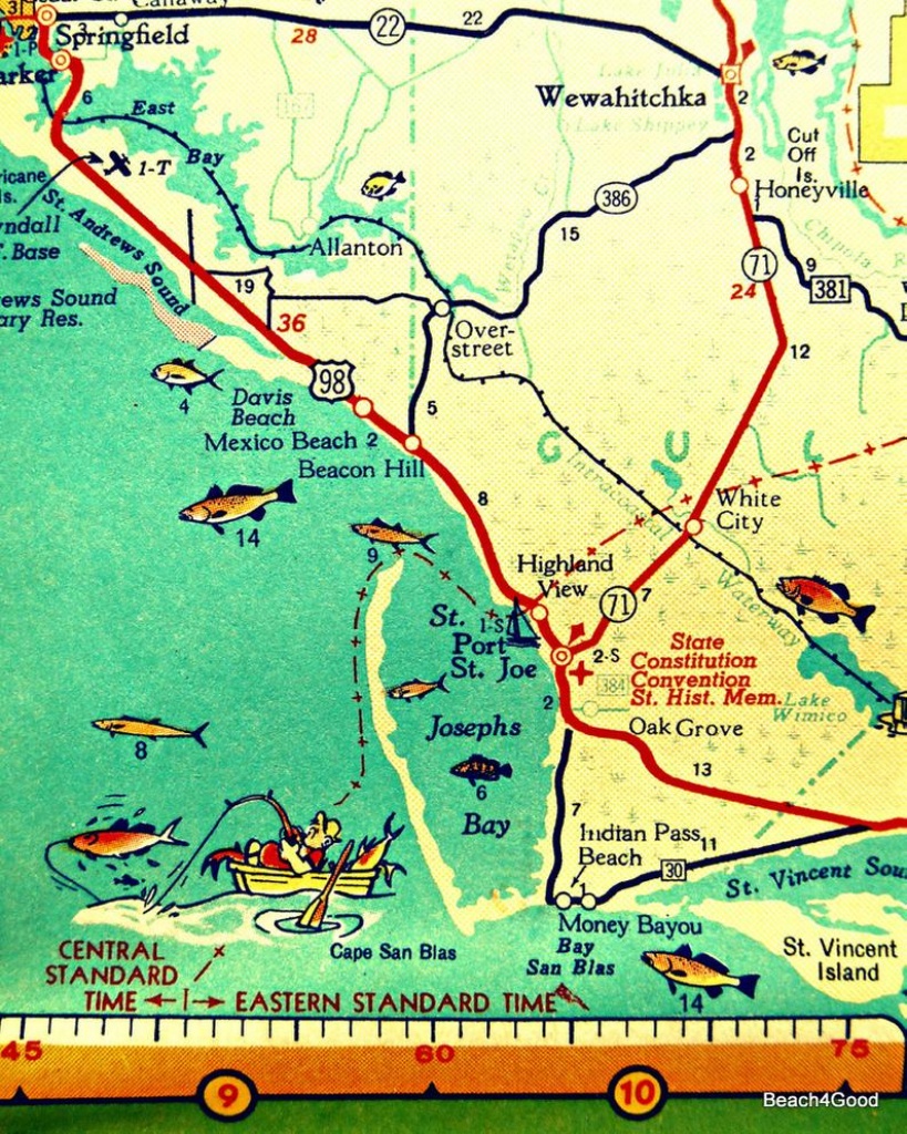 Mexico Beach Map Art Print, Florida Map Art, Port St Joe Map Art Vintage  Florida Map Artwork, Florida Wall Art, Cape San Blas Aqua Artwork - Florida Map Artwork