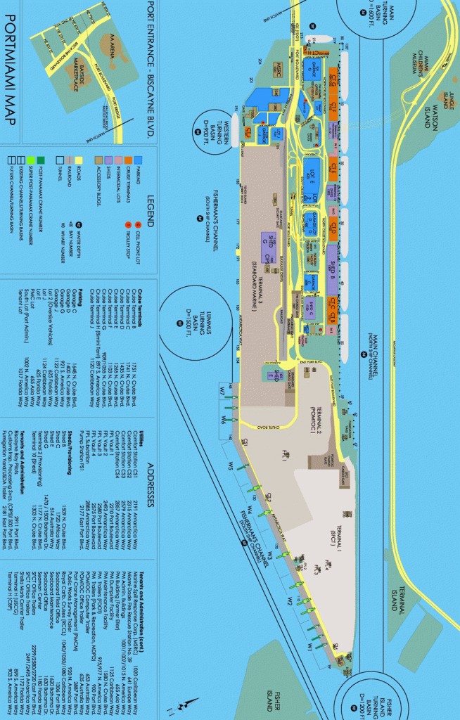 Miami (Florida) Cruise Port Map (Printable) | 35Th Birthday Road - Cruise Terminal Tampa Florida Map