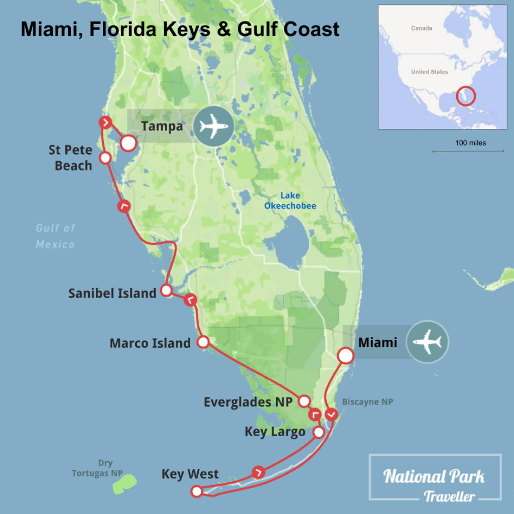 Miami, Florida Keys And Gulf Coast | National Park Traveller - Map Of Florida Gulf Coast Islands