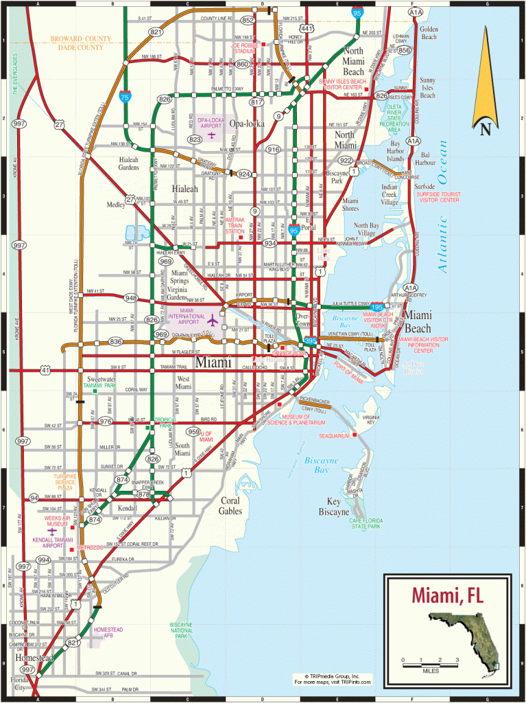 Miami Florida Tourist Map - Miami Fl • Mappery - Florida Tourist Map