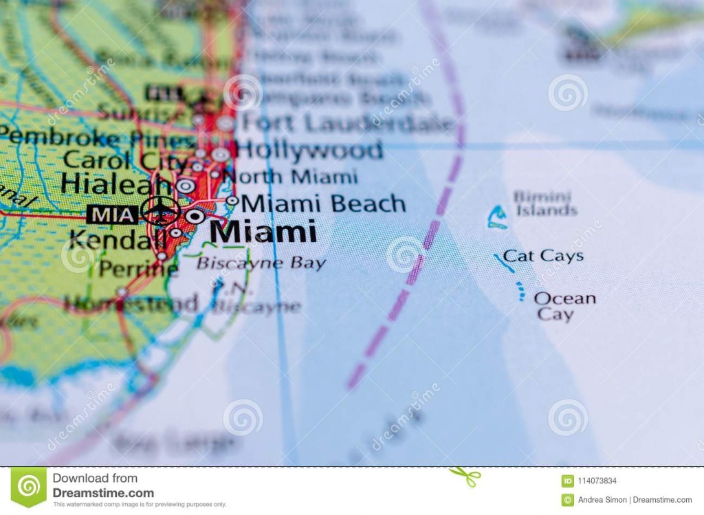 Miami On Map Stock Photo. Image Of Paper, Journey, Region - 114073834 - Florida Atlantic Coast Map