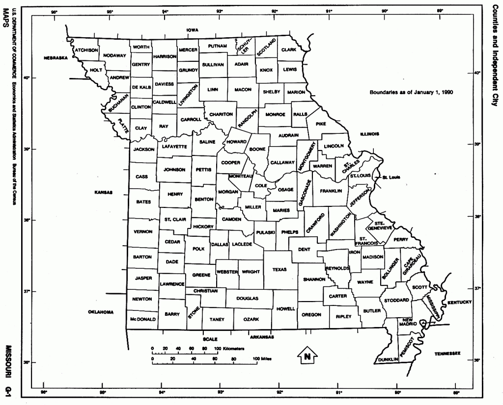 Missouri State Map With Counties Outline And Location Of Each County - Printable County Maps