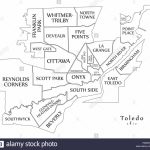 Modern City Map   Toledo Ohio City Of The Usa With Neighborhoods And   Printable Map Of Toledo Ohio