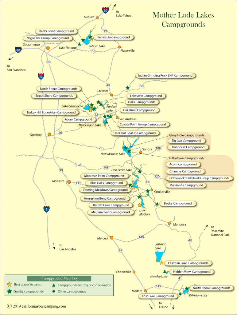 Mother Lode Lakes Campground Map - California Mother Lode Map