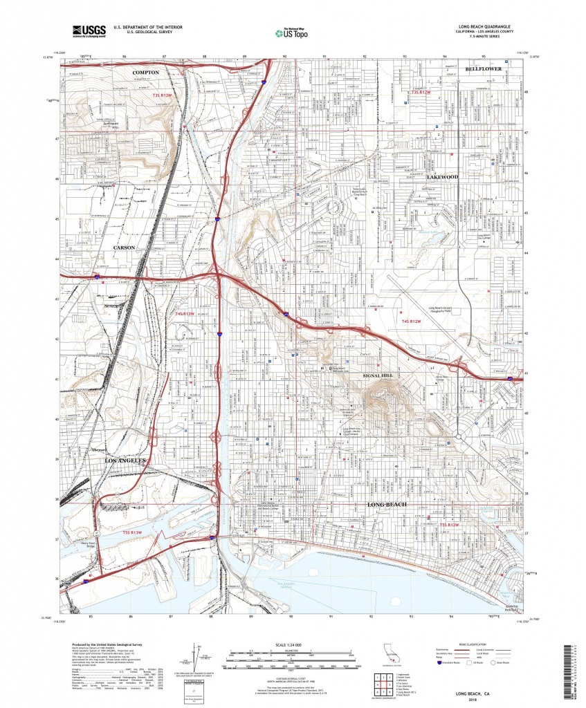 Mytopo Long Beach, California Usgs Quad Topo Map - Map Of Long Beach California And Surrounding Areas