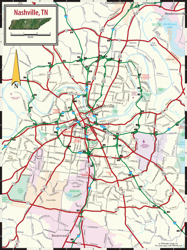 Nashville Tn Map - Printable Map Of Nashville