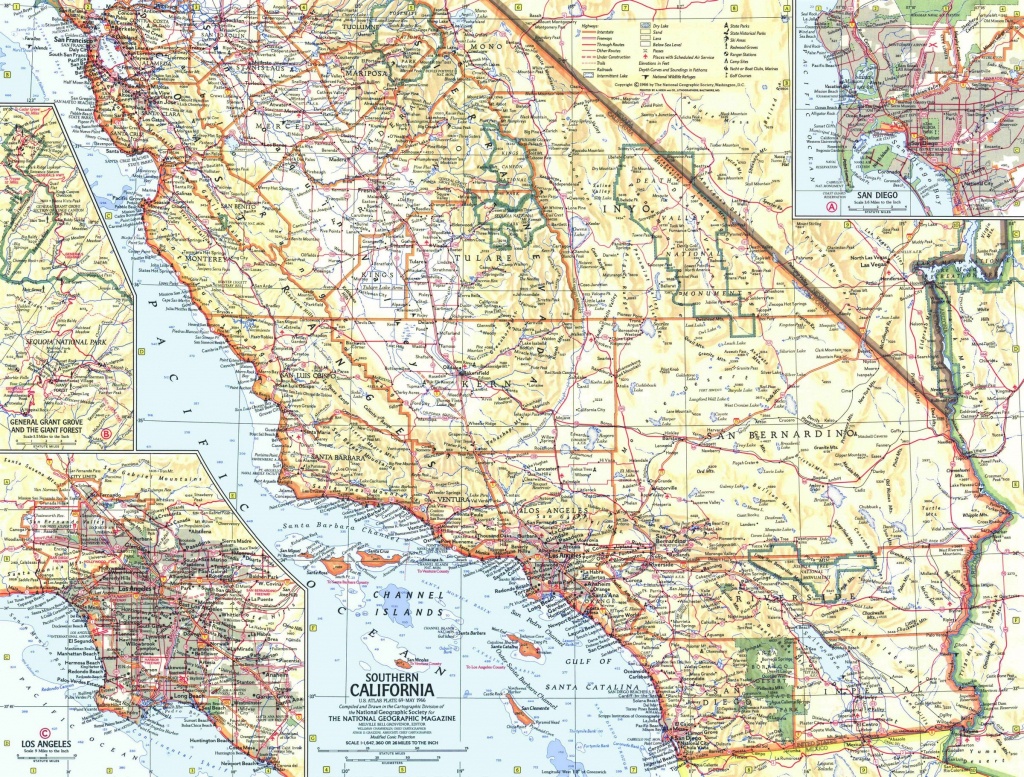 National Geographic Southern California Map 1966 - Maps - Road Map Of Southern California