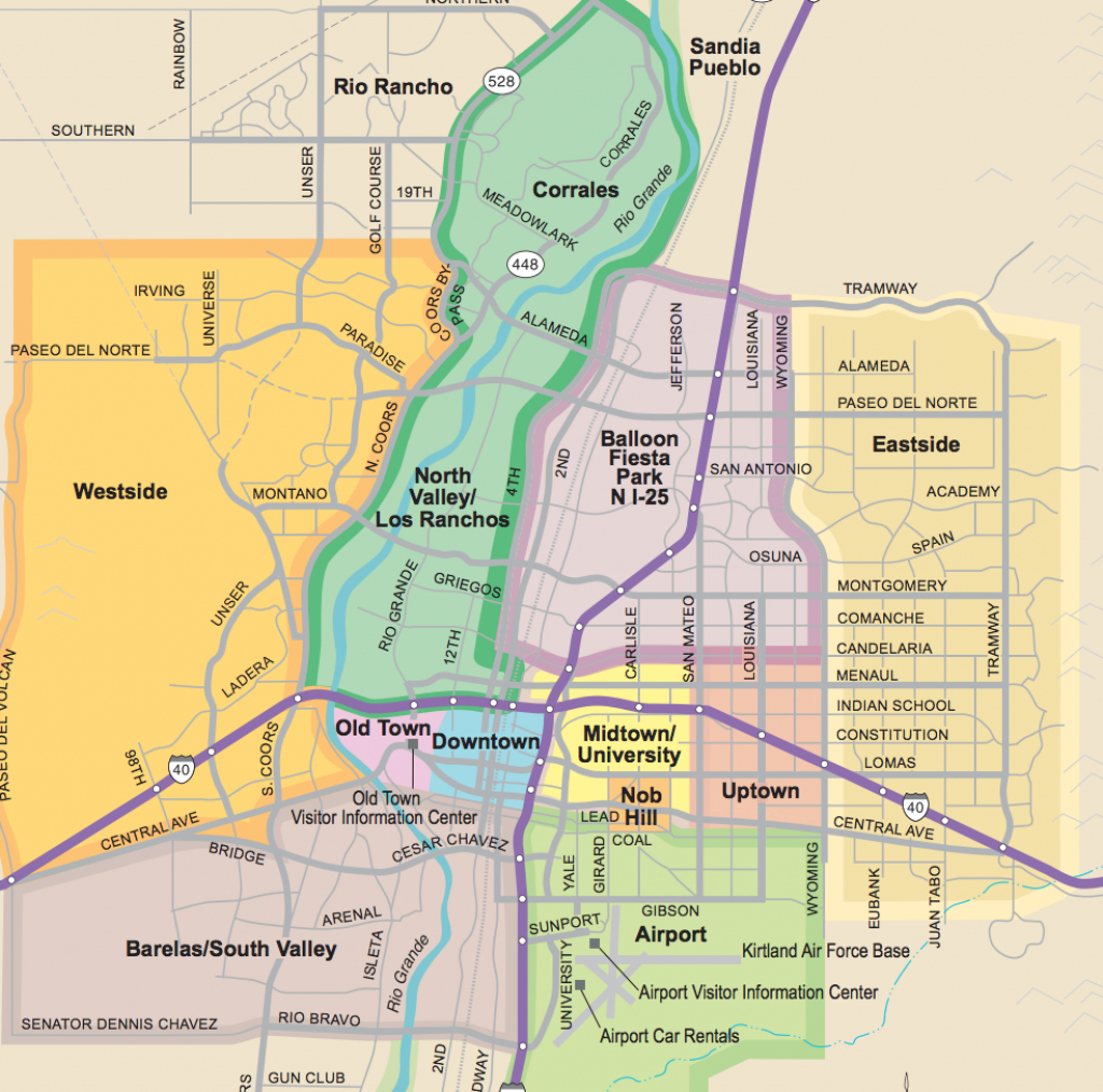 Neighborhood Guide Printable Map Of Albuquerque 