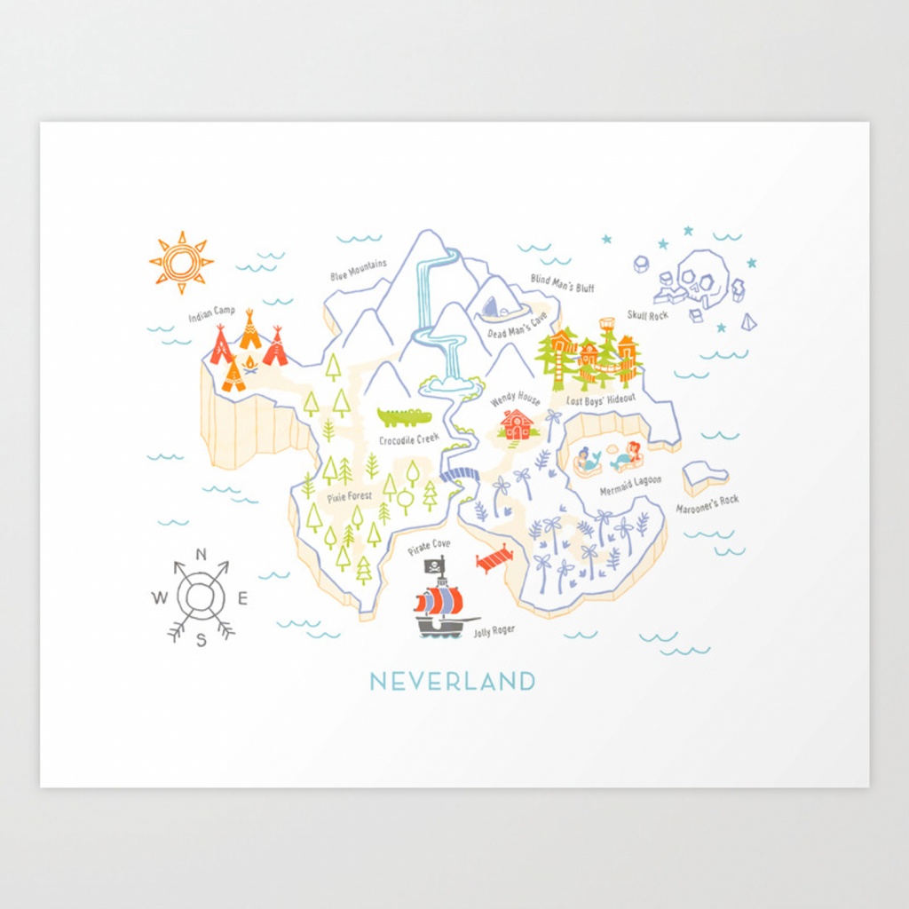 Neverland Map Color Art Printmmerlin | Society6 - Neverland Map Printable