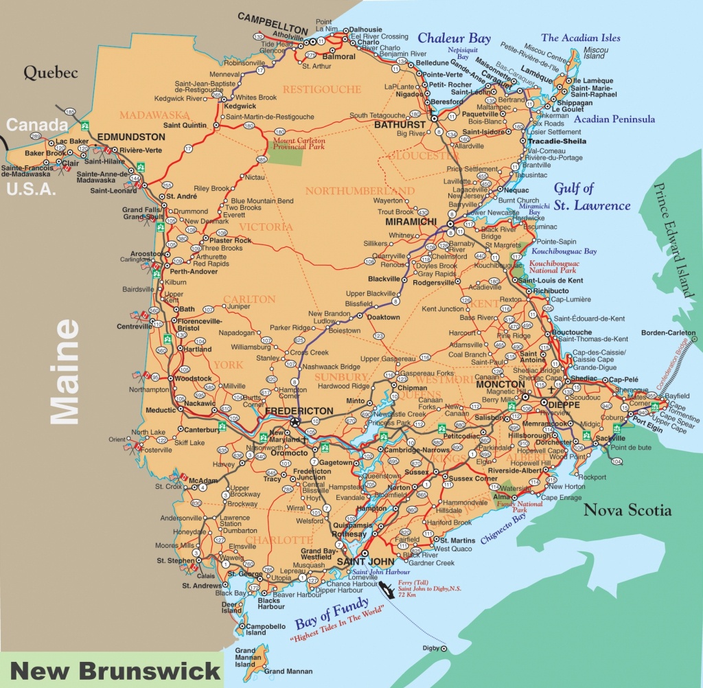 New Brunswick Road Map - Printable Map Of New Brunswick