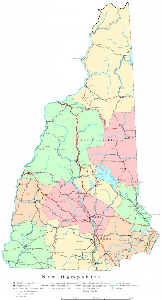 New Hampshire Printable Map - Printable Road Map Of New Hampshire