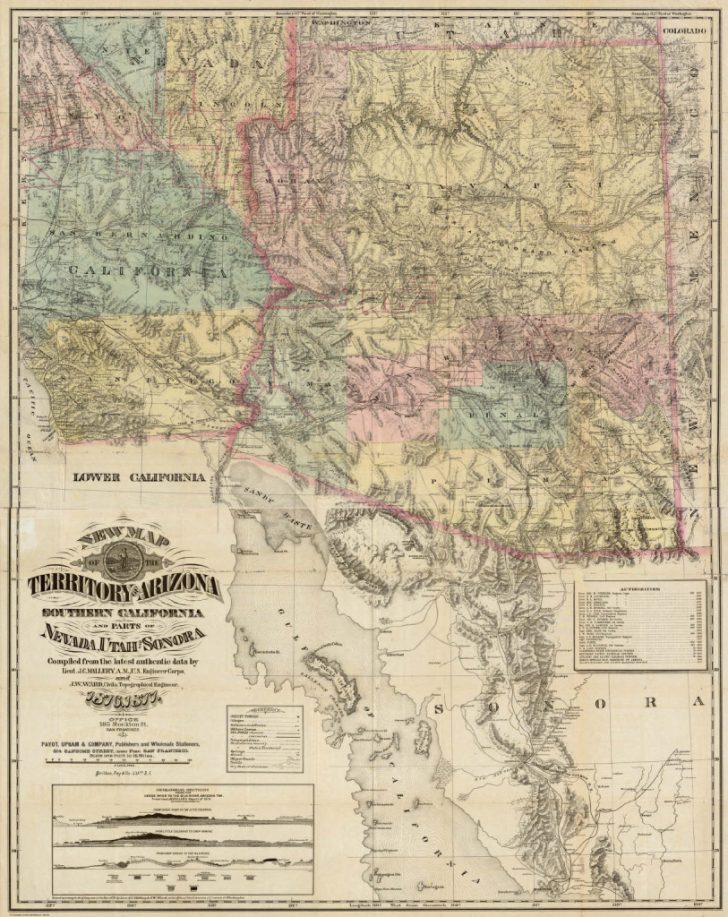 New Map Of The Territory Of Arizona, Southern California And Parts ...