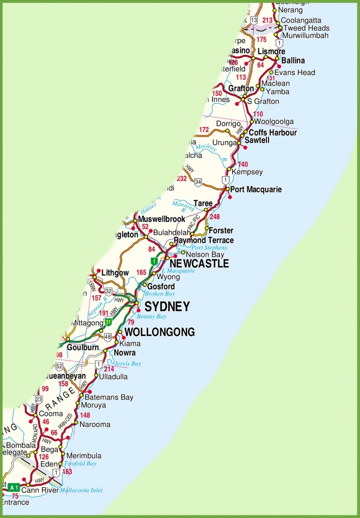 New South Wales Coast Map - Printable Map Of Nsw