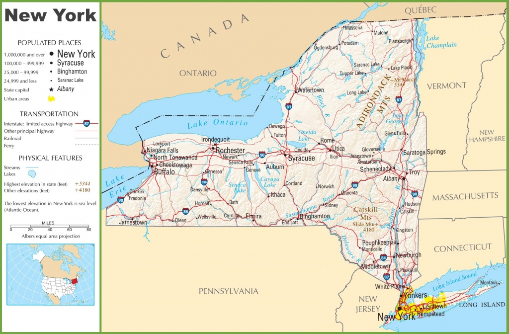 New York Highway Map - Printable Map Of New York State